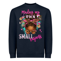 Navy minding my own small business afro messy bun Heavyweight Sweatshirt - texasbilliewilder