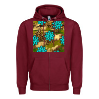 Burgundy camouflage leopard gemstone seamless pattern Zipper Hoodie - BundleAndBundleShop