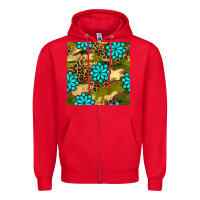 Red camouflage leopard gemstone seamless pattern Zipper Hoodie - BundleAndBundleShop