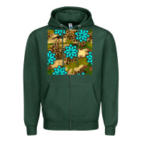 Sports Green camouflage leopard gemstone seamless pattern Zipper Hoodie - BundleAndBundleShop