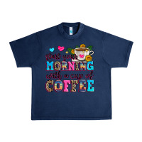 Navy start your morning with a cup of coffee Urban Heavy Tee - Zillion Design Studio