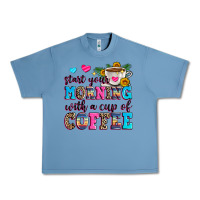 Pebble Blue start your morning with a cup of coffee Urban Heavy Tee - Zillion Design Studio
