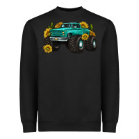 Black monster truck with sunflower western Heavyweight Sweatshirt - texasbilliewilder