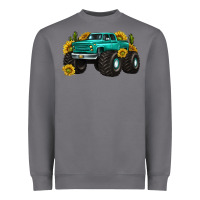 Storm monster truck with sunflower western Heavyweight Sweatshirt - texasbilliewilder