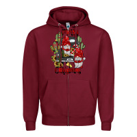 Burgundy farm truck,merry christmas gnome Zipper Hoodie - JahusDesignShop