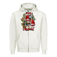 Oatmeal Heather farm truck,merry christmas gnome Zipper Hoodie - JahusDesignShop