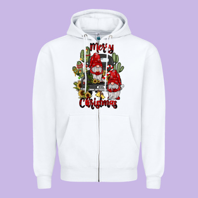Farm Truck,merry Christmas Gnome Zipper Hoodie Designed By Jahusdesignshop