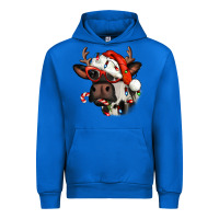 Cobalt Christmas cow with antlers Urban Hoodie - Jasminsmagicworld