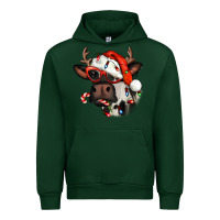 Forest Green Christmas cow with antlers Urban Hoodie - Jasminsmagicworld