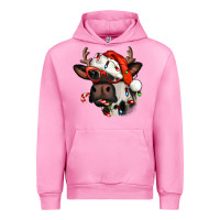 Fuchsia Pink Christmas cow with antlers Urban Hoodie - Jasminsmagicworld
