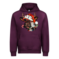 Mauve Wine Christmas cow with antlers Urban Hoodie - Jasminsmagicworld