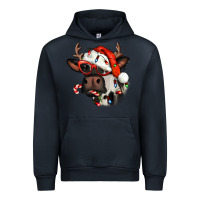 Navy Christmas cow with antlers Urban Hoodie - Jasminsmagicworld