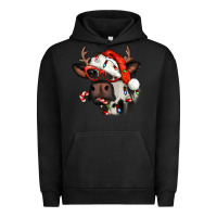 Pigment Black Christmas cow with antlers Urban Hoodie - Jasminsmagicworld