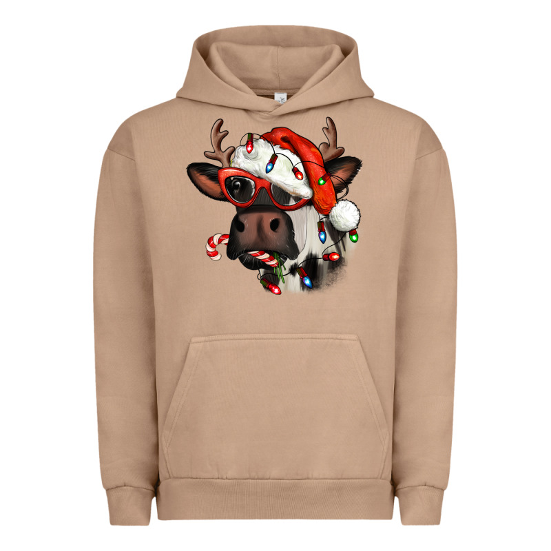 Christmas Cow With Antlers Urban Hoodie by Jasminsmagicworld | Teevron