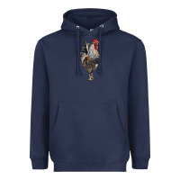 Navy cream legbar rooster Heavyweight Hoodie - LillyAllenDesigns