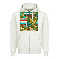 Oatmeal Heather camouflage serape gemstone seamless pattern Zipper Hoodie - BundleAndBundleShop