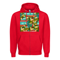 Red camouflage serape gemstone seamless pattern Zipper Hoodie - BundleAndBundleShop