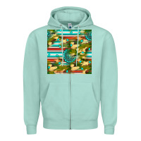 Seafoam camouflage serape gemstone seamless pattern Zipper Hoodie - BundleAndBundleShop