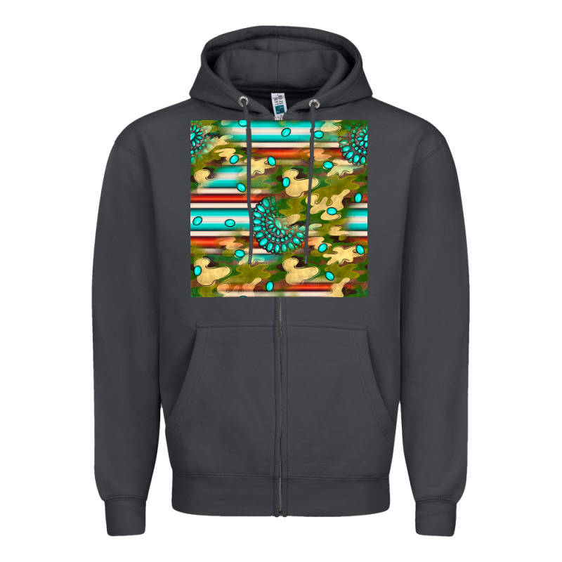 Camouflage Serape Gemstone Seamless Pattern Zipper Hoodie by BundleAndBundleShop | Teevron