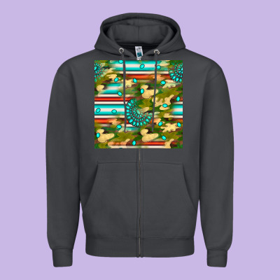 Camouflage Serape Gemstone Seamless Pattern Zipper Hoodie Designed By Bundleandbundleshop