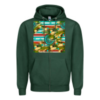 Sports Green camouflage serape gemstone seamless pattern Zipper Hoodie - BundleAndBundleShop