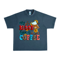 Midnight Navy my blood type is coffee Urban Heavy Tee - Zillion Design Studio