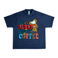 Navy my blood type is coffee Urban Heavy Tee - Zillion Design Studio