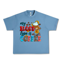 Pebble Blue my blood type is coffee Urban Heavy Tee - Zillion Design Studio