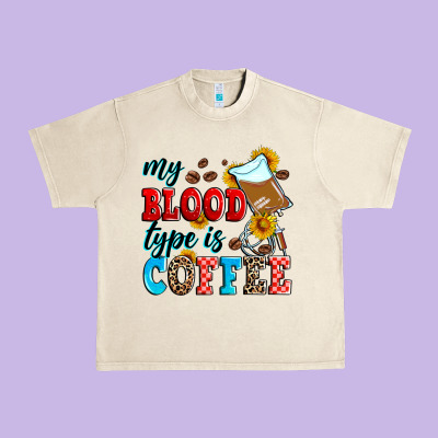 My Blood Type Is Coffee Urban Heavy Tee Designed By Zillion Design Studio