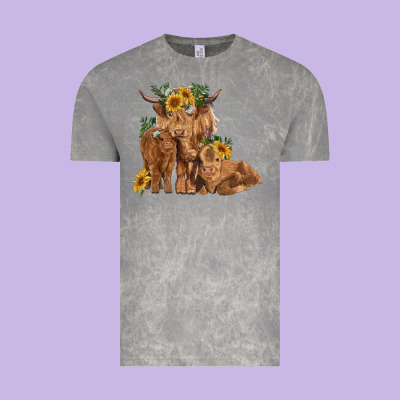 Highland Cow Family Vintage Tee Designed By Ranaportraitstore