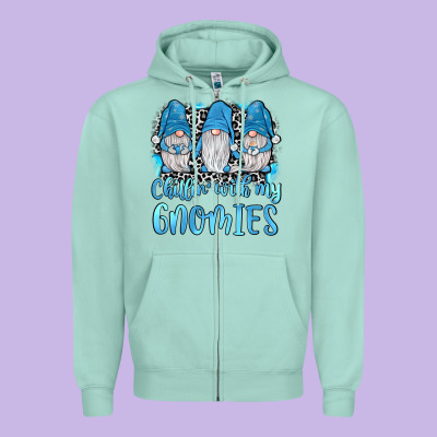 Chillin' With My Gnomies Zipper Hoodie Designed By Jahusdesignshop