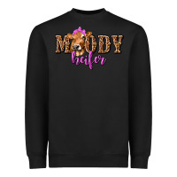Black moody heifer with leopard tbw Heavyweight Sweatshirt - texasbilliewilder