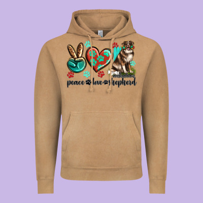 Peace Love Australian Shepherd Vintage Hoodie Designed By Texasbilliewilder