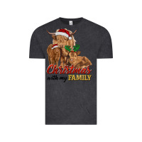 Vintage Black christmas with my family highland cow cattle and calves Vintage Tee - RanaPortraitStore