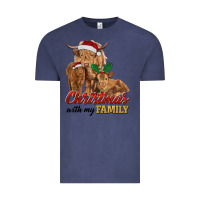 Vintage Denim christmas with my family highland cow cattle and calves Vintage Tee - RanaPortraitStore