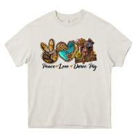 Cream peace love duroc pig Heavy Core Tee - LillyAllenDesigns