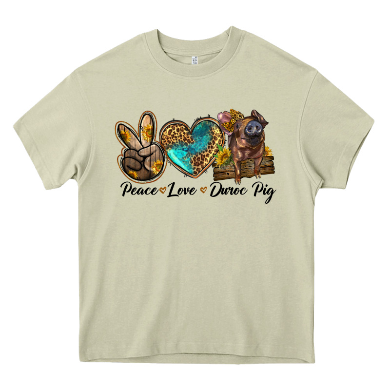 Peace Love Duroc Pig Heavy Core Tee by LillyAllenDesigns | Teevron