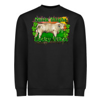 Black Thick Thighs Lucky Vibes Charolais Bull Heavyweight Sweatshirt - RanaPortraitStore