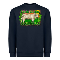 Navy Thick Thighs Lucky Vibes Charolais Bull Heavyweight Sweatshirt - RanaPortraitStore