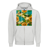 Dove Grey camouflage turquoise glitter sunflowers seamless pattern Zipper Hoodie - BundleAndBundleShop