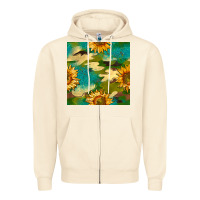 Sandshell camouflage turquoise glitter sunflowers seamless pattern Zipper Hoodie - BundleAndBundleShop