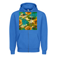 True Royal camouflage turquoise glitter sunflowers seamless pattern Zipper Hoodie - BundleAndBundleShop