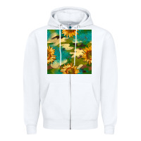 White camouflage turquoise glitter sunflowers seamless pattern Zipper Hoodie - BundleAndBundleShop