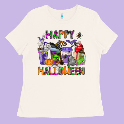 Happy Halloween Coffee Cups Ladies Tee Designed By Adodesignshop