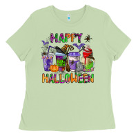 Matcha happy halloween coffee cups Ladies Tee - AdoDesignShop