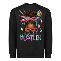 Black nail hustler afro messy bun Heavyweight Sweatshirt - texasbilliewilder