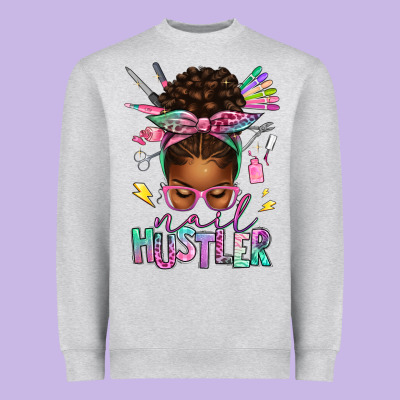 Nail Hustler Afro Messy Bun Heavyweight Sweatshirt Designed By Texasbilliewilder