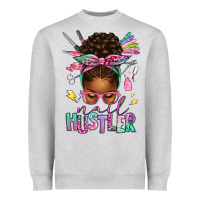 Heather Grey nail hustler afro messy bun Heavyweight Sweatshirt - texasbilliewilder