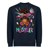 Navy nail hustler afro messy bun Heavyweight Sweatshirt - texasbilliewilder