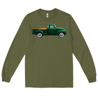 Army Green western green truck right side view 1 Long Sleeve Tee - FaDigitalArtStudio